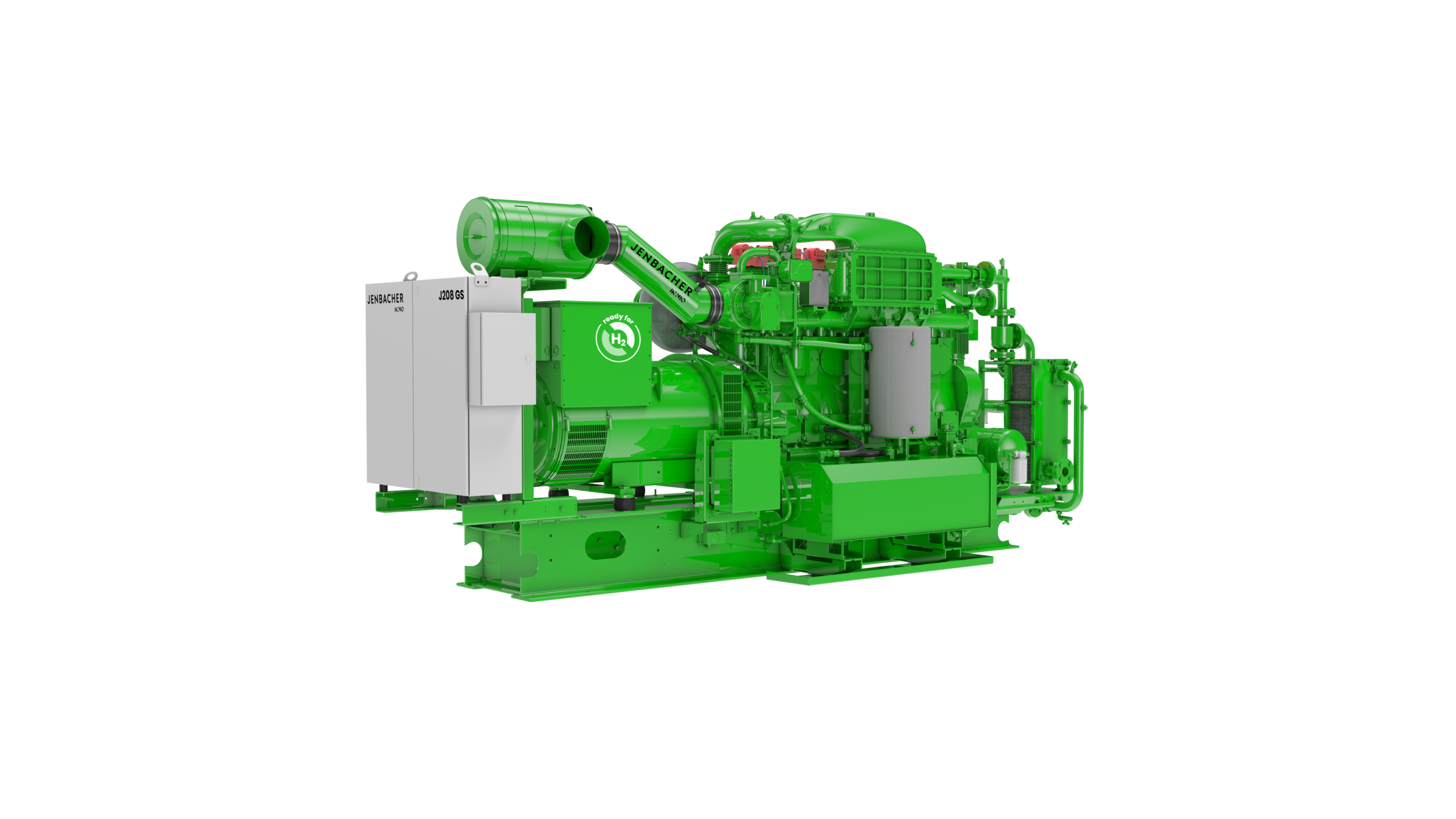 Grüner Jenbacher Motor der Baureihe 2 (J208)