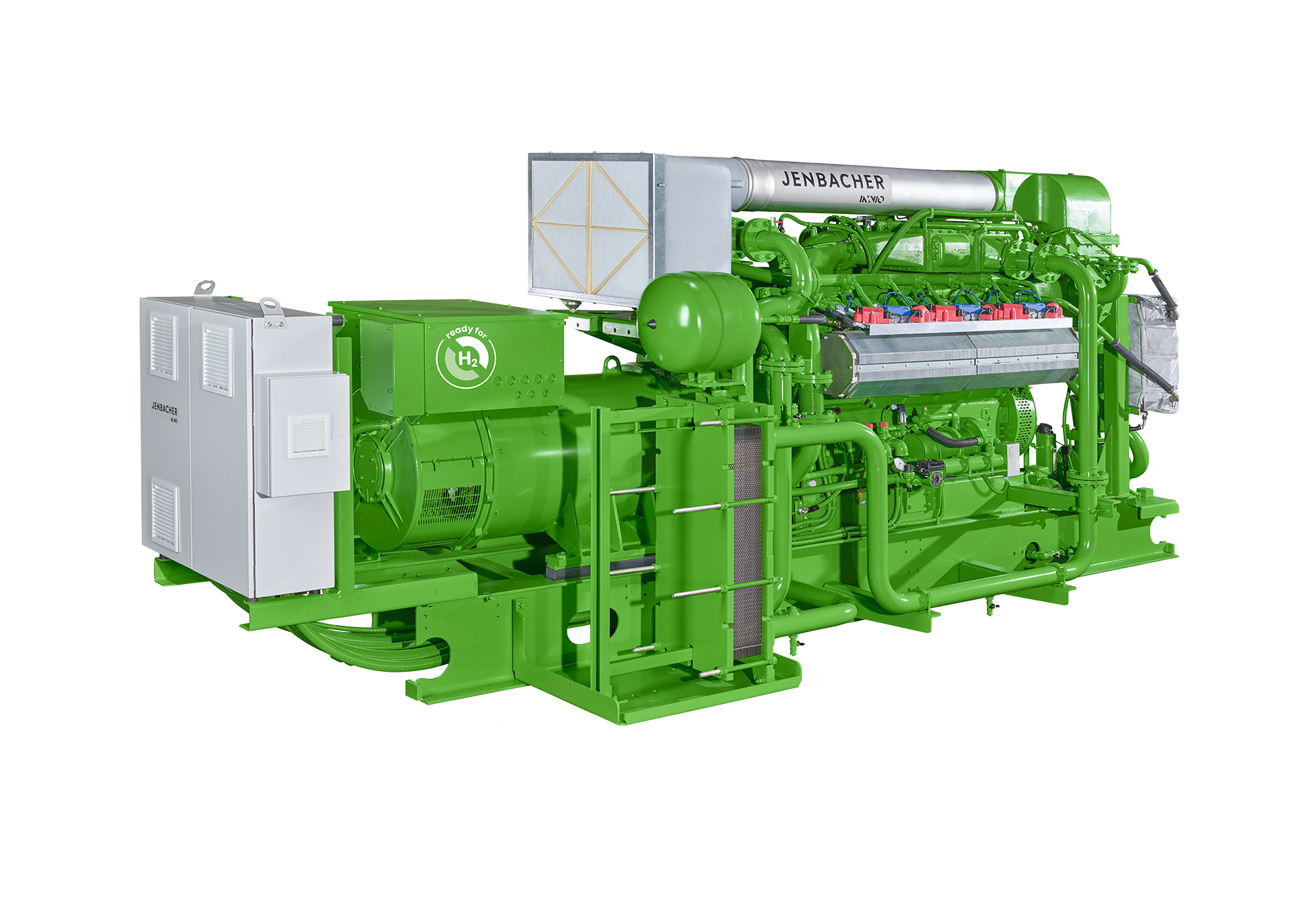 Grüner Jenbacher Motor der Baureihe 3 (J312)