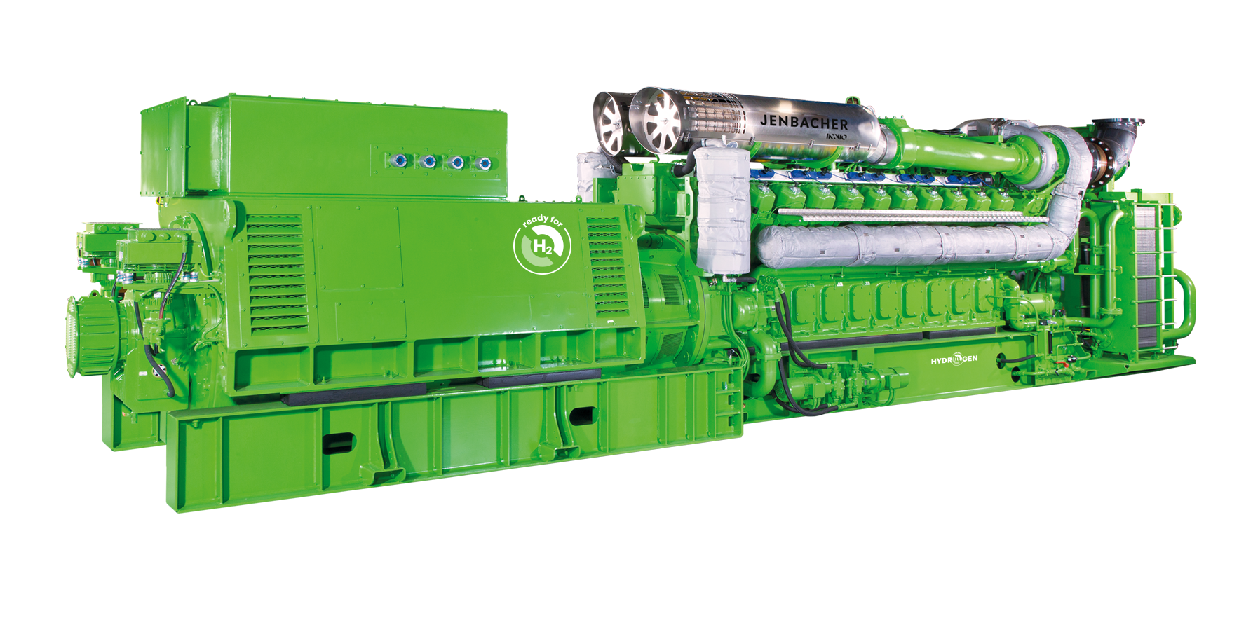 Grüner Jenbacher Motor der Baureihe 6 (J620)